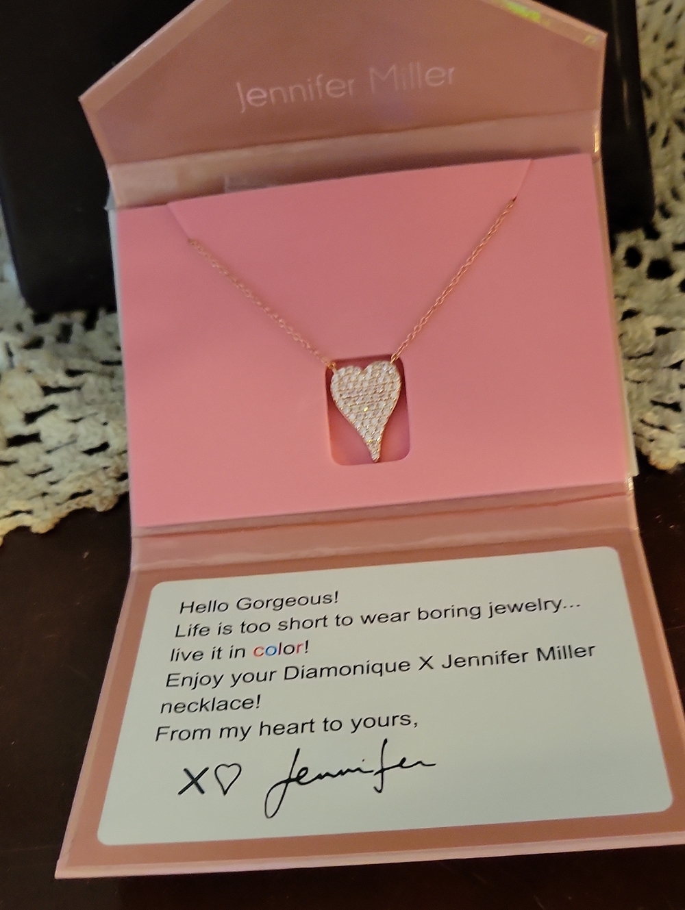 Jennifer Miller Mini Pave Heart Necklace Sterl8ng Silver